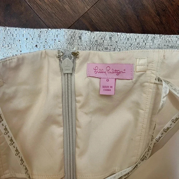 Lilly Pulitzer Remi Dress- Strapless Blue Horizon Stripe Metallic Silver-Size 0 - Picture 6 of 12